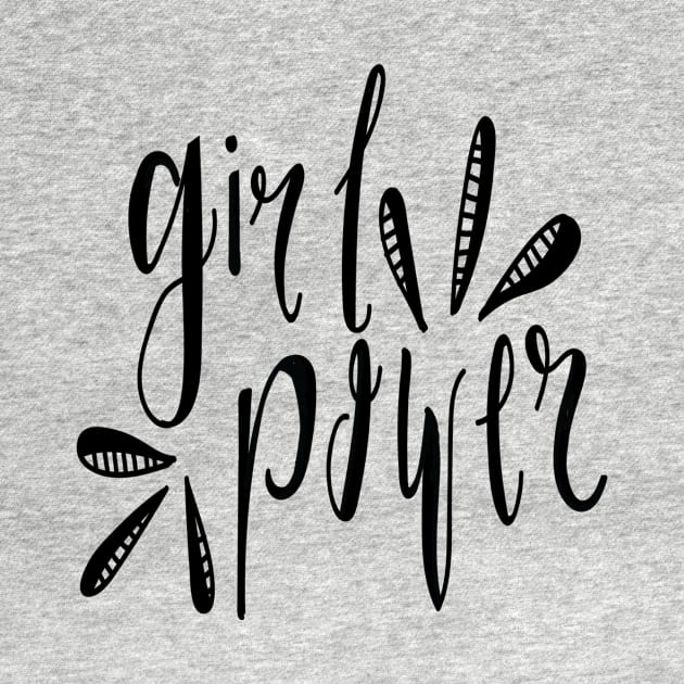 Girl Power Black and White- Feminist- Hand Lettering- Quote Stickers by Richardsonh25